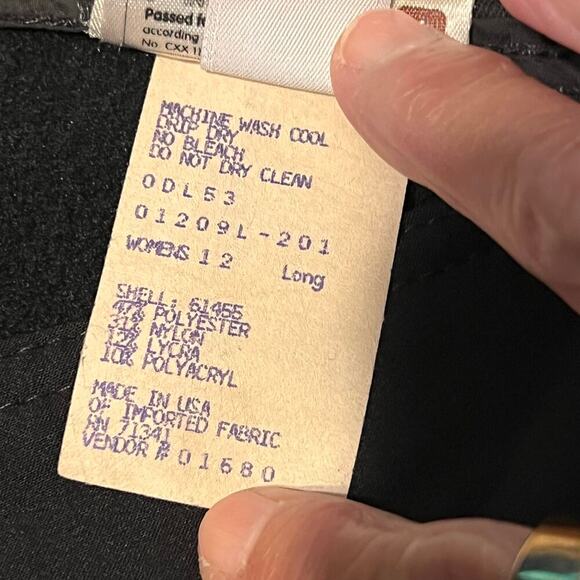 L.L. Bean Schoeller Women's Vintage Black Stirrup Ski Pants.  Size 12 Long - Picture 7 of 7